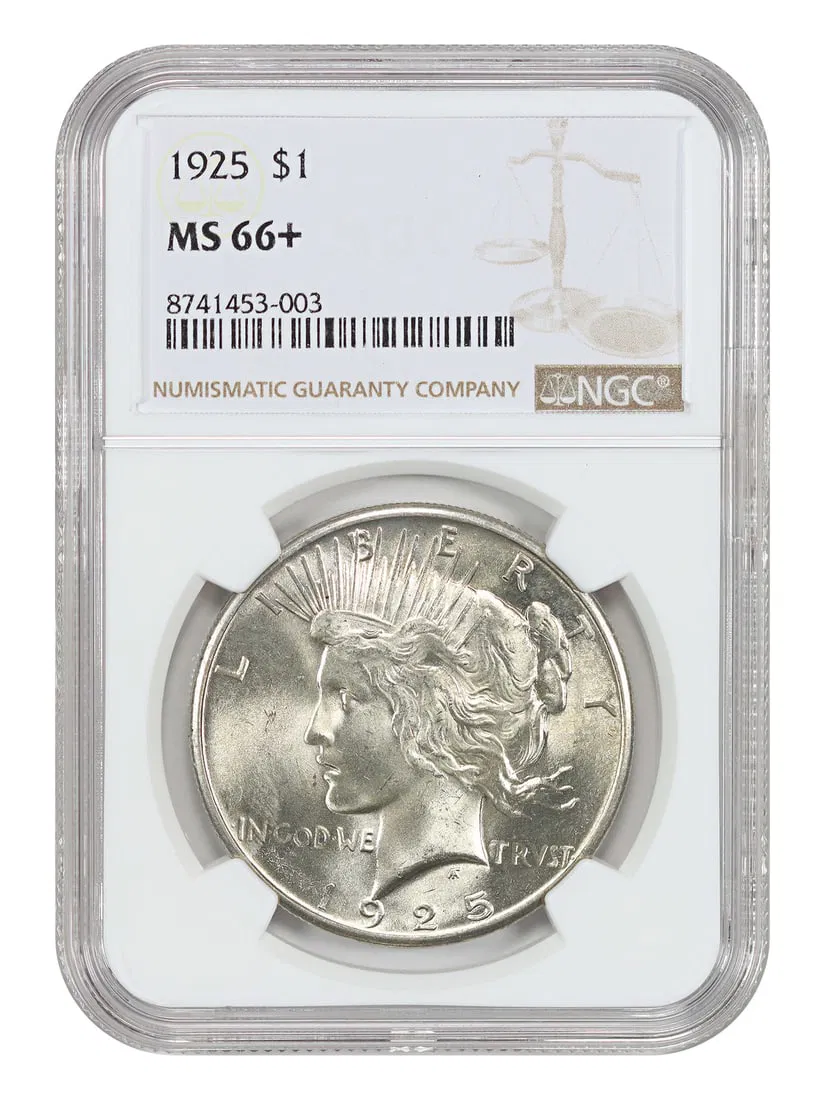 NGC MS66 Plus 1925 Peace Dollar Uncirculated Silver Coin