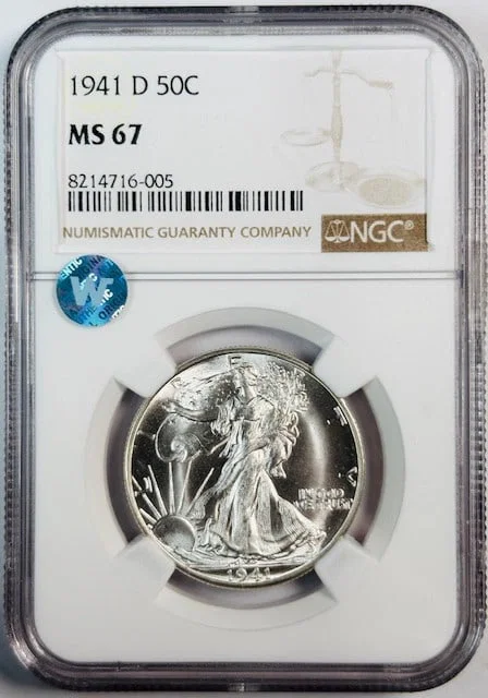 NGC MS67 1941 Denver Walking Liberty Silver Half Dollar Uncirculated