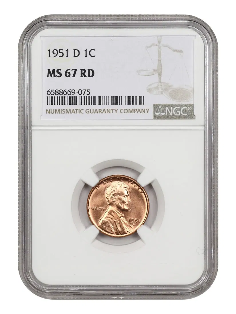 NGC MS67RD 1951 Denver Lincoln Wheat Cent 1C Uncirculated
