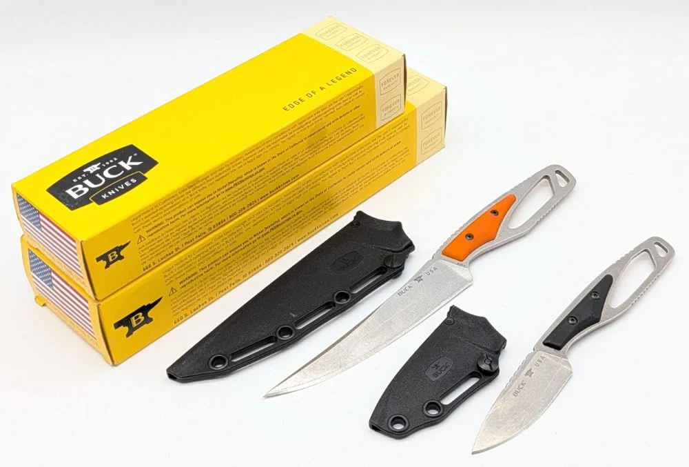 NIB Buck Paklite Processor 636 & Hide 635 Fixed Blade Knives w/ Boxes