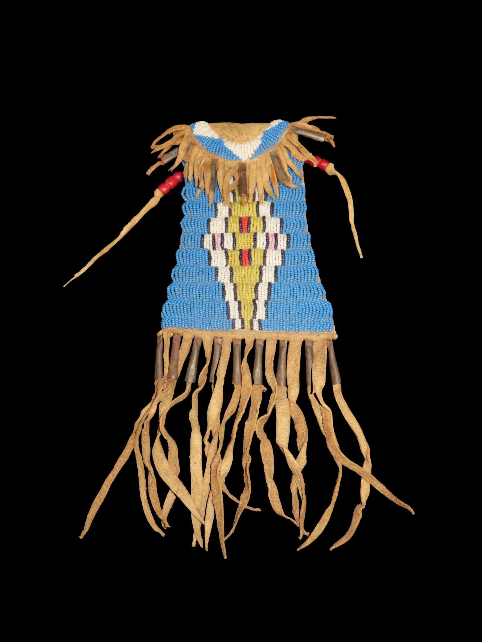 Nice Historic Beaded Strike-A-Lite Bag / Pouch, late 1800's to early 1900's Plains Indian. Colorful