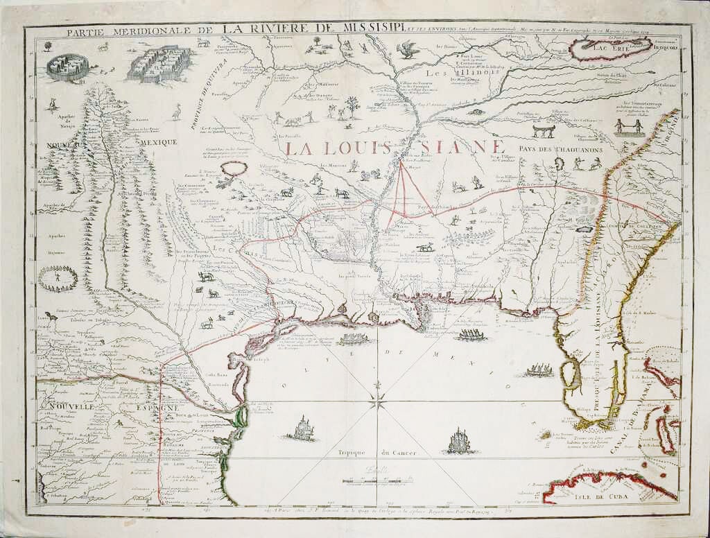 Nicolas De Fer Partie meridionale de la Riviere de Missisipi, Paris 1718