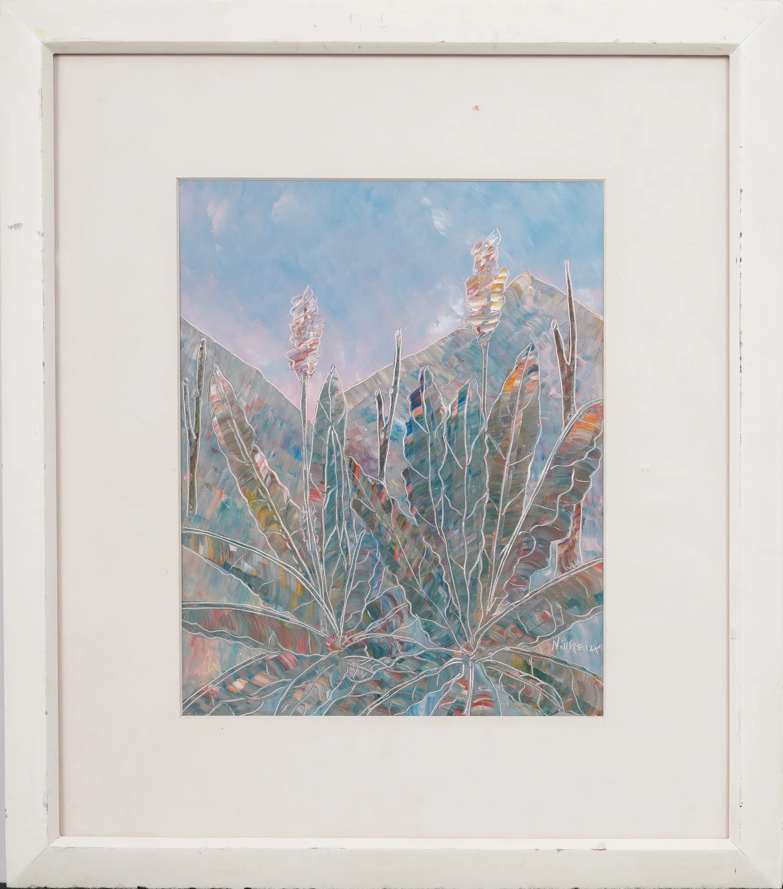 Nicolas Dreux (b. 1956) Framed Haitian Tropical Plant Original Painting