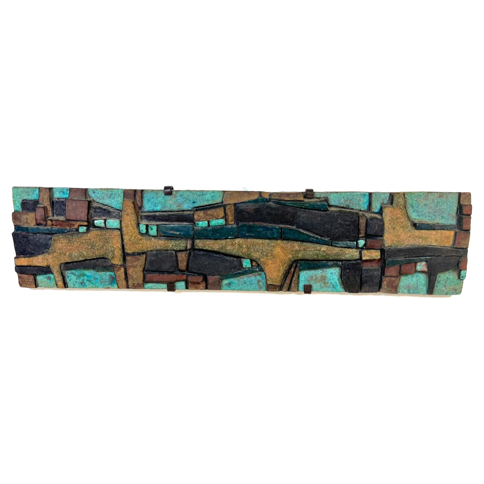 Nijole Sivickas 1970s High-Fired Clay Cubist Landscape Wall Panel