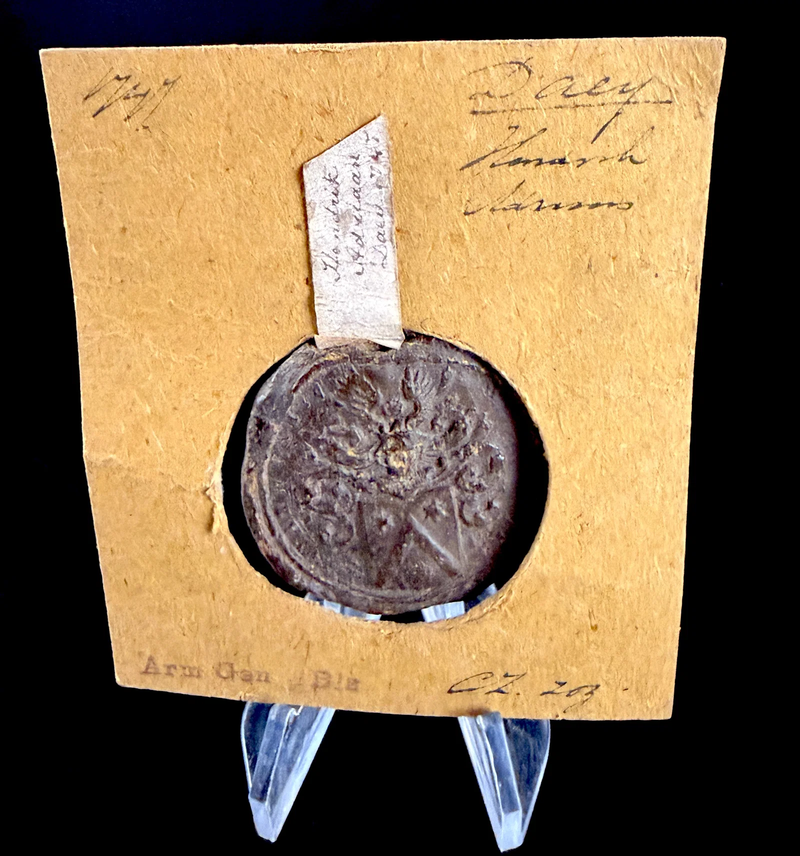 NL 1747 Heraldic Wax Seal Impression, Wax
