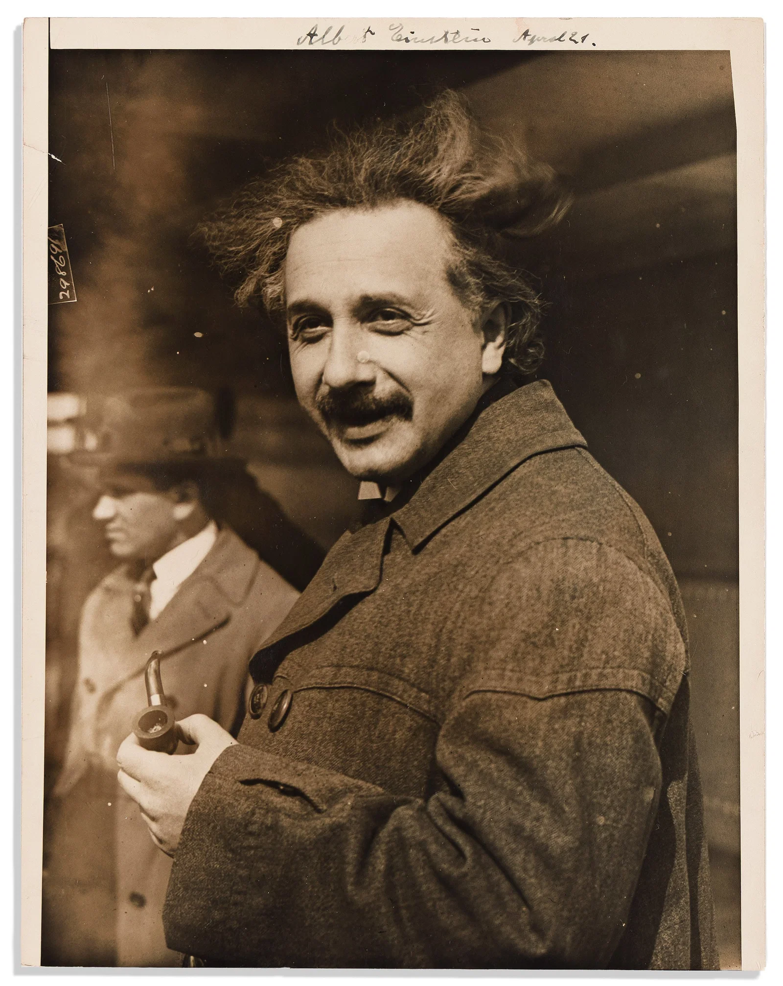 (Nobel Laureates--Physics.) Albert Einstein. Photograph dated and Signed, "Albert Einstein April