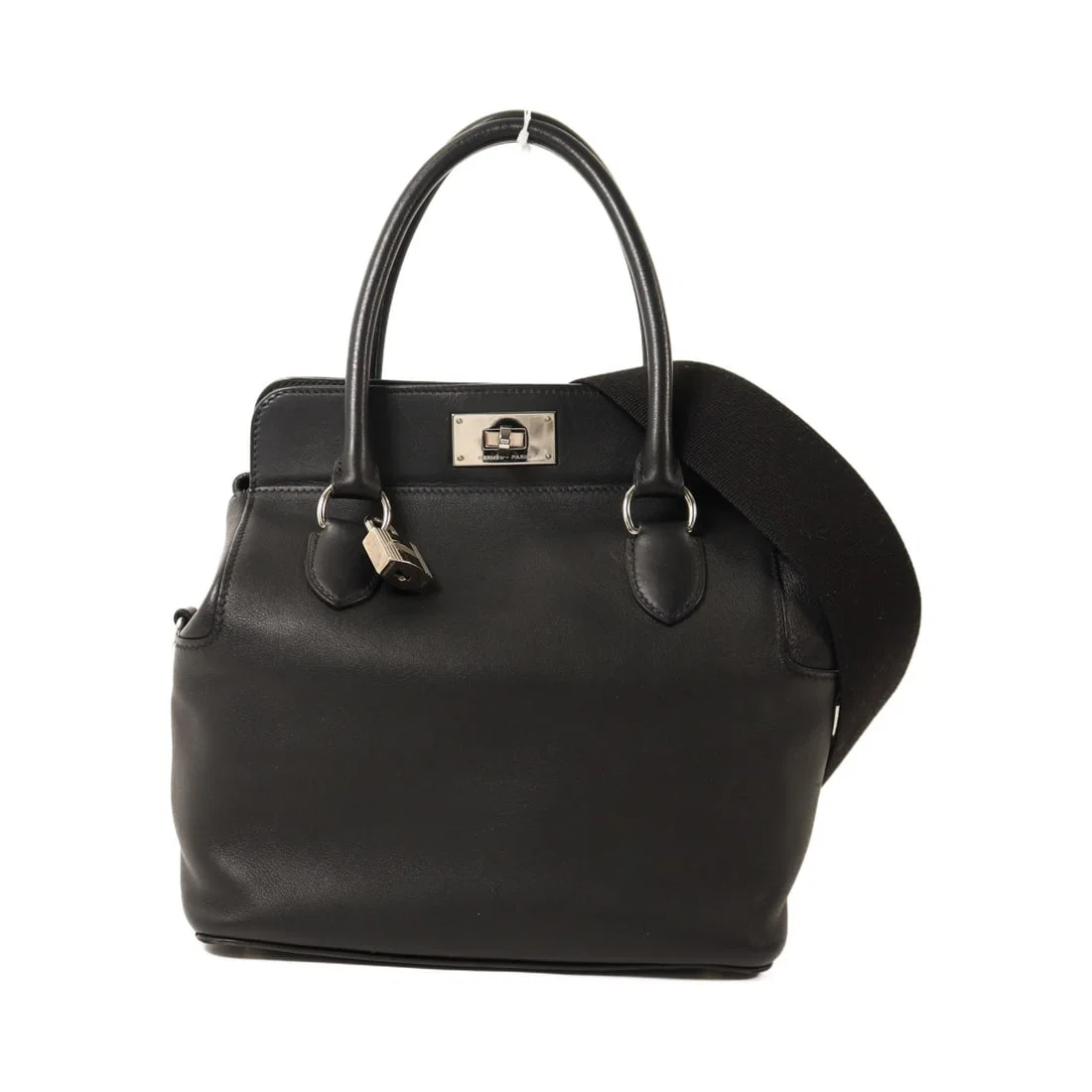 Noir Swift Leather Toolbox 20 Shoulder Bag with Palladium Hardware