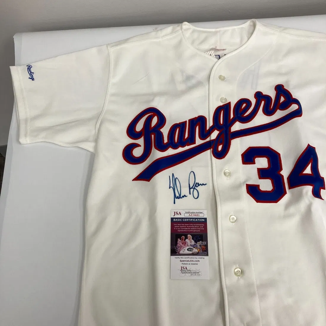Nolan Ryan Signed Authentic Texas Rangers Game Jersey JSA Certified