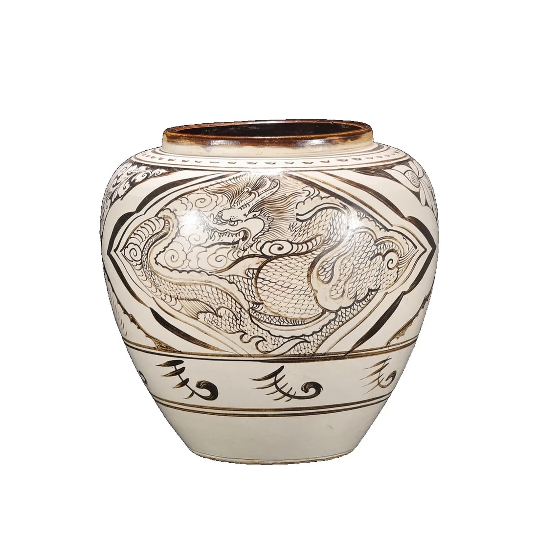 Northern Song Dynasty, Cizhou kiln black and white glazed large jar