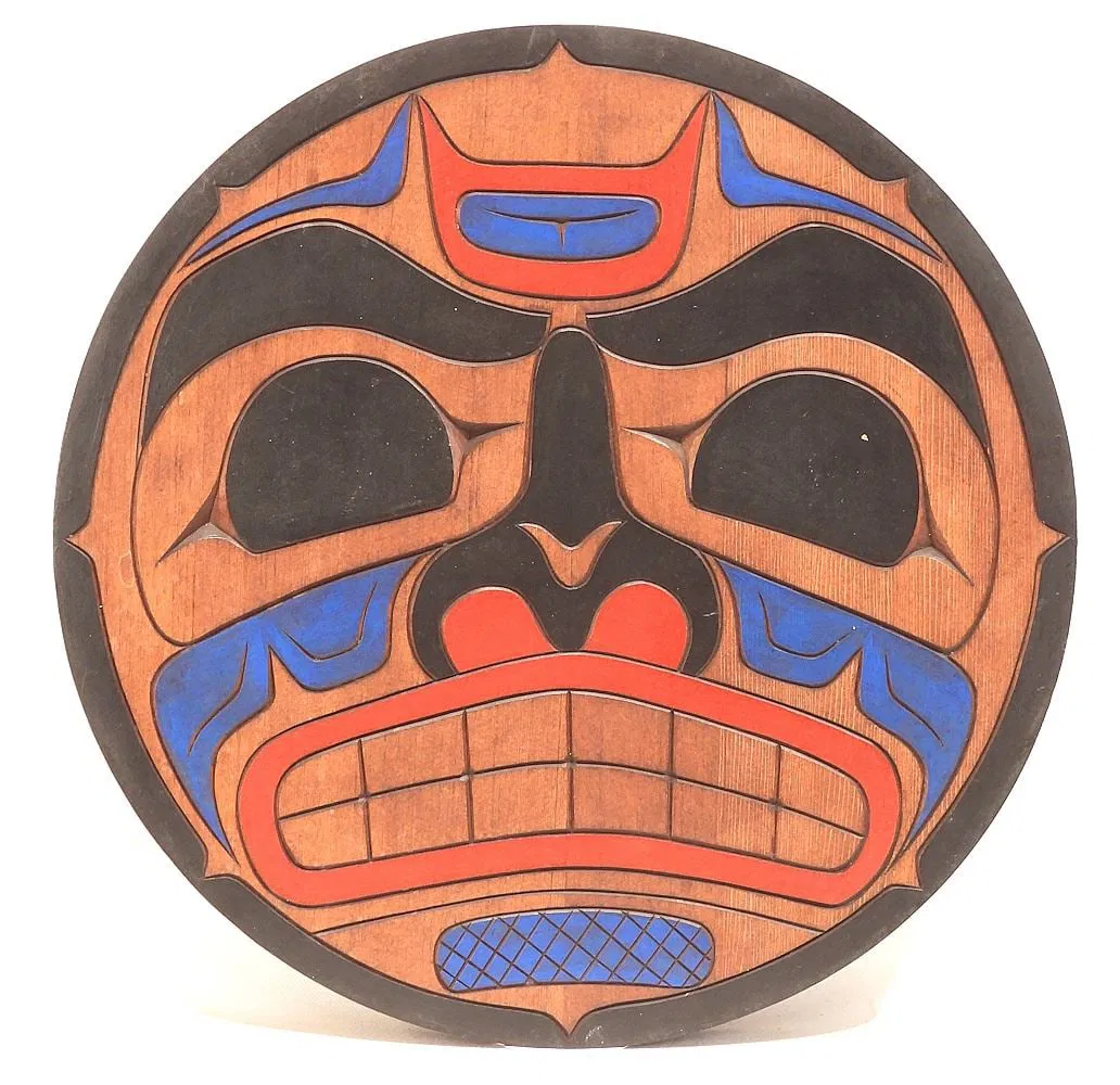 Northwest Coast Plaque signed Daniel Dick, 13 1/2" Diameter, "Moon".
