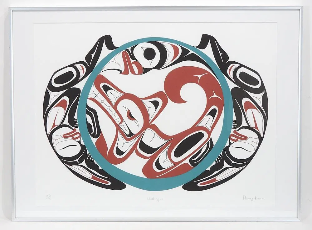 Northwest Coast Serigraph signed Henry Reece, 19 x 25", "Wolf Spirit" #102/180.