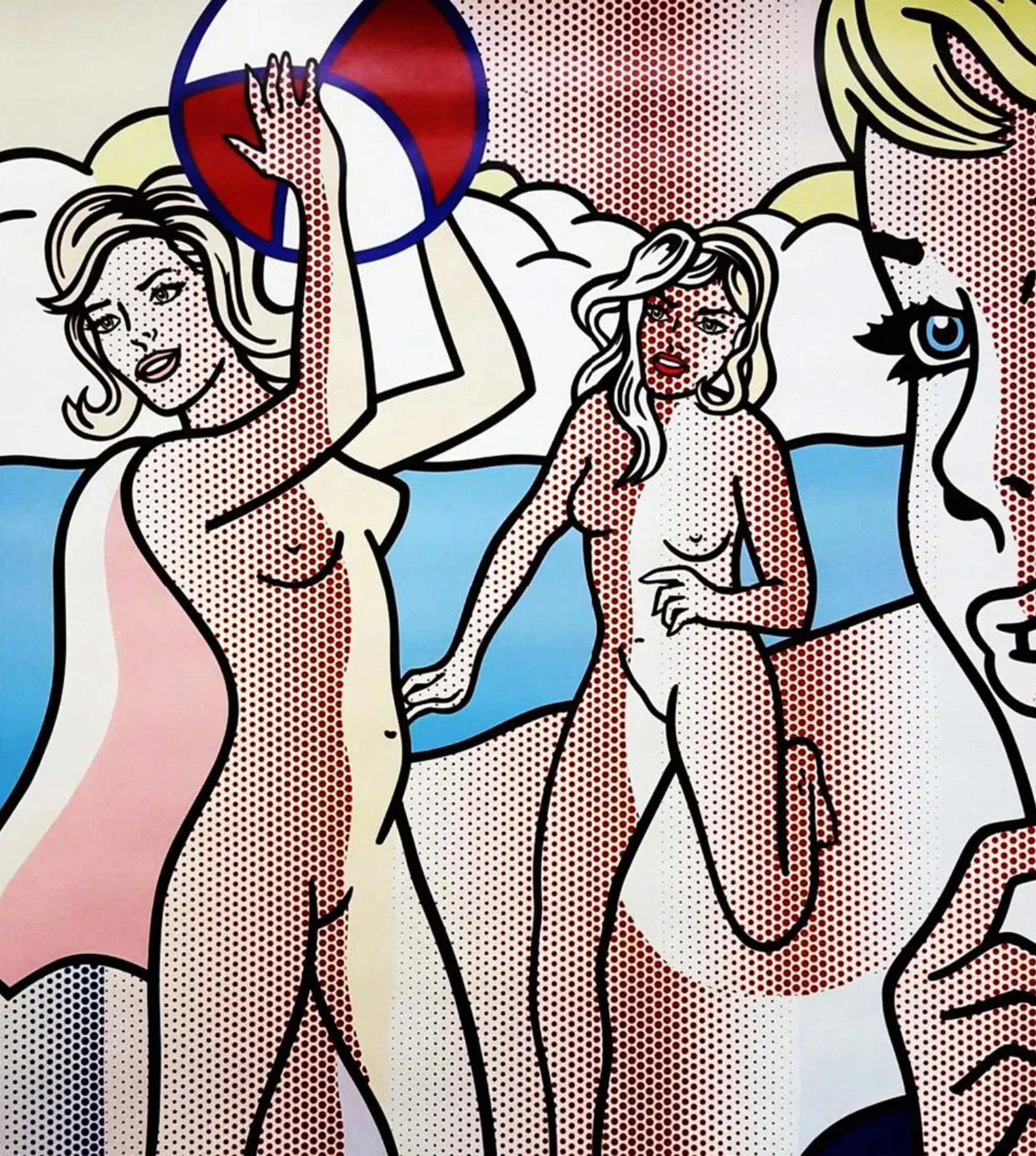 Nudes With Beach Ball, A Vintage Roy Lichtenstein Exibition Poster Print