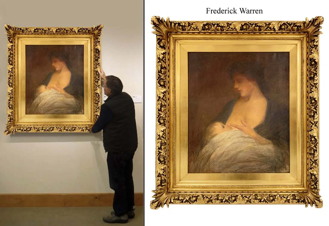 Nursing Mother, 19th C. Oil on Canvas Framed Painting, Frederick W. Freer Signed