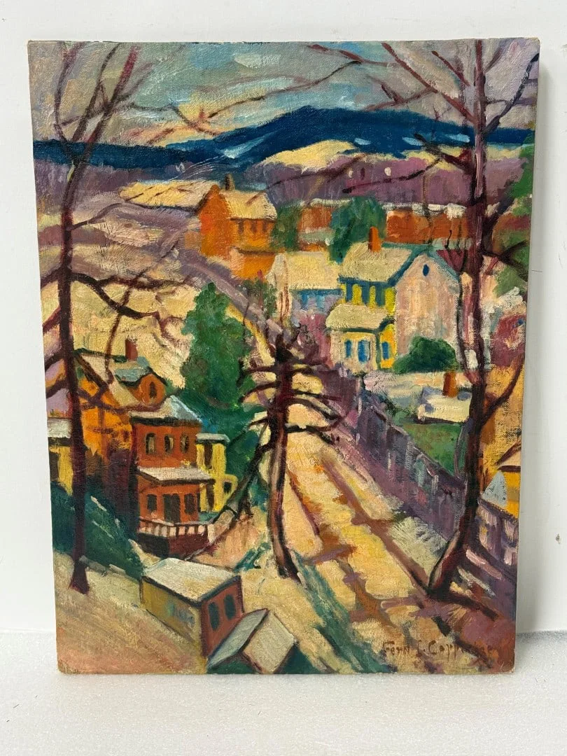 Oil on board. Winter Landscape. Signed