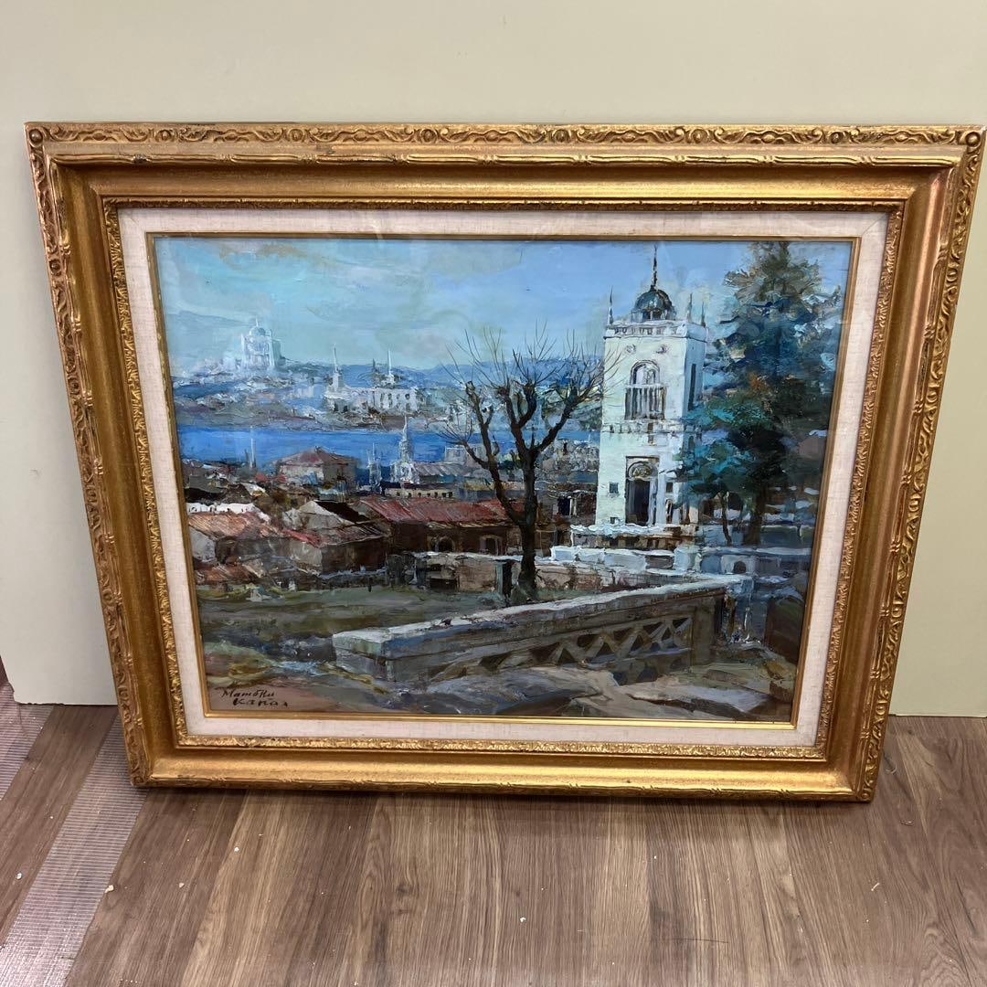Oil on canvas by Mamoru Kano, F10 size, depicting a landscape