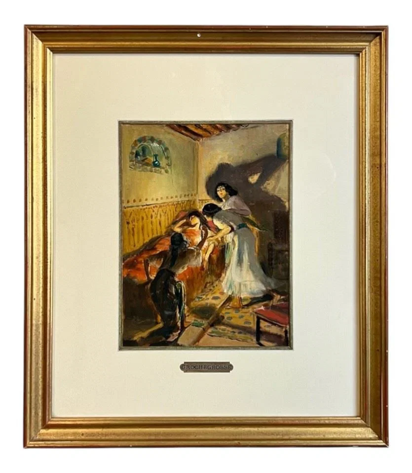 Oil on Cardboard by G. Rochegrosse (George Antoine), 10 1/2 x 8", "Tahoser et Ra'el".