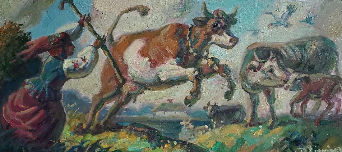 Oil painting A country summer day Daniil Litvinov