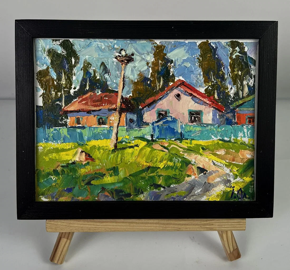 Oil painting A quiet street in the village Oleksiy Ivanyuk