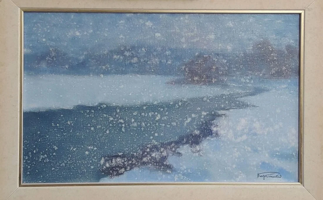 Oil painting A snow storm has begun Vasily Korkishko