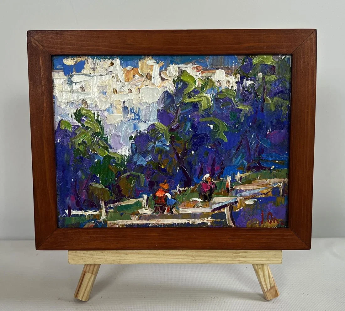 Oil painting A walk through the city park Alex Kalenyuk