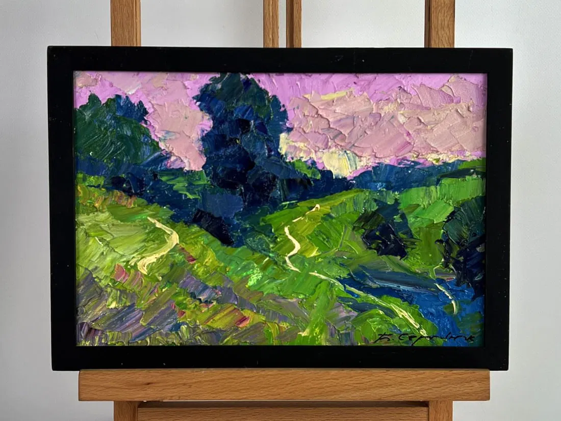 Oil painting A walk through the evening meadows Boris Serdyuk
