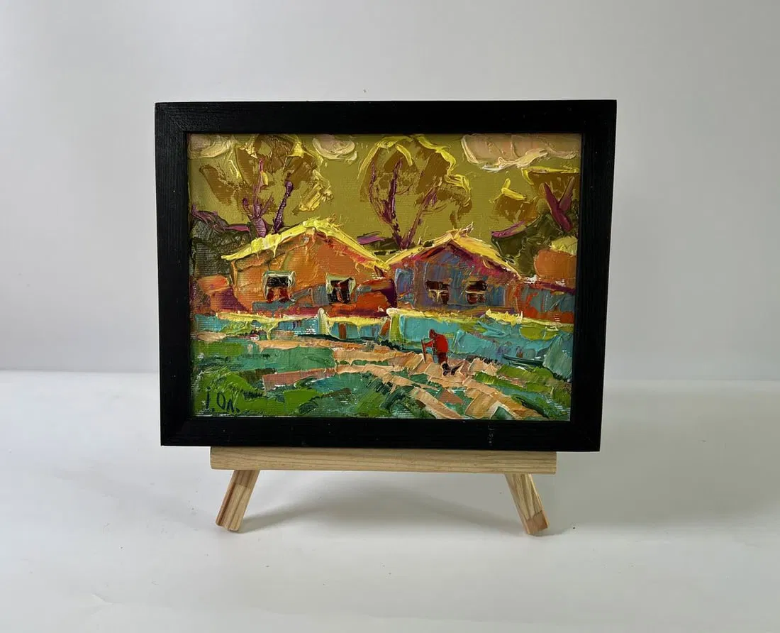 Oil painting A warm village evening Oleksiy Ivanyuk