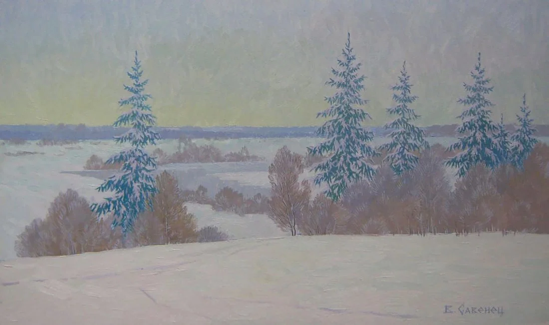 Oil painting After the night snow storm Valery Savenets