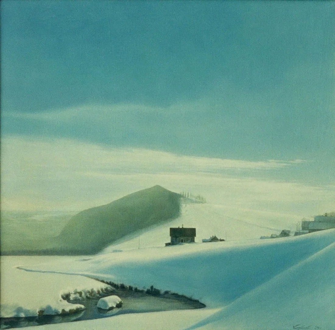 Oil painting After the winter snowstorm at night Vasily Korkishko