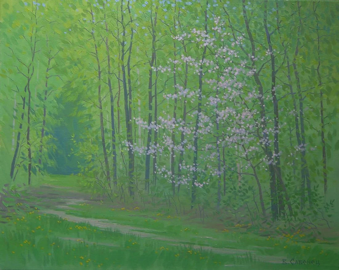 Oil painting April nature Valery Savenets