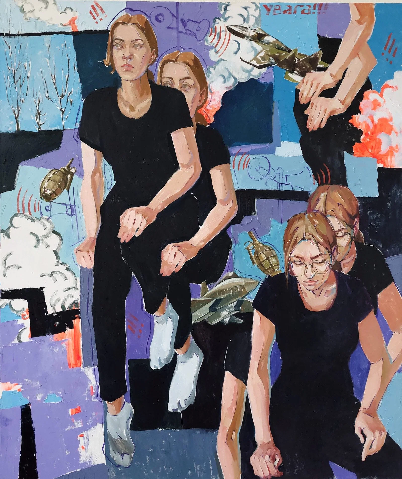 Oil painting Attention: Air raid alert Katya F