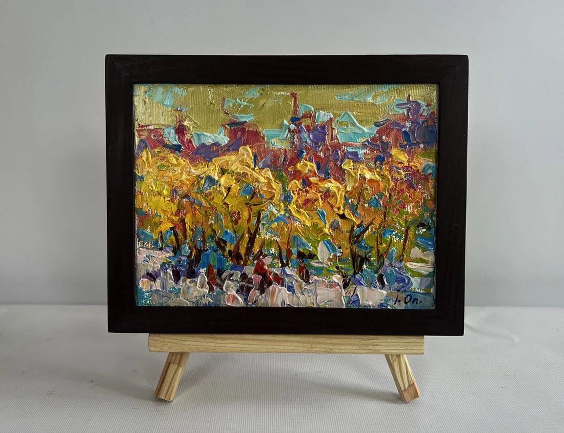 Oil painting Autumn city alley Alex Kalenyuk