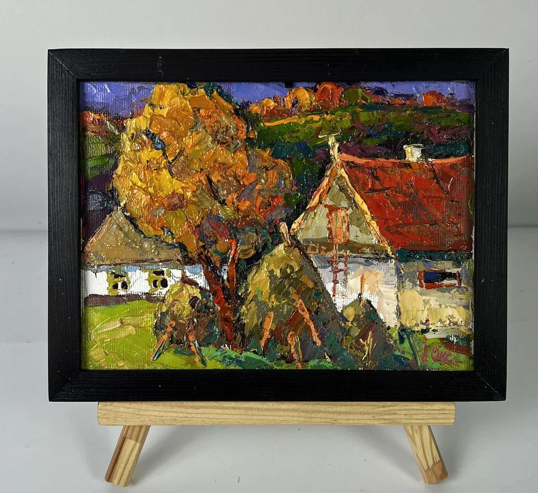 Oil painting Autumn Courtyard Oksana Ivanyuk