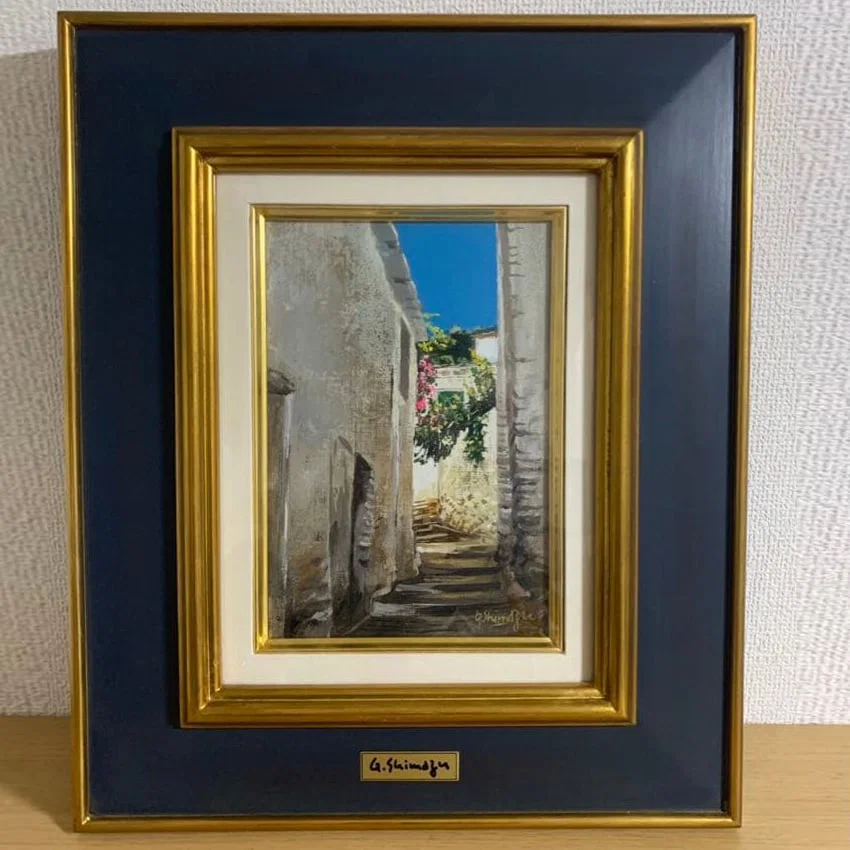 Oil Painting "Backyard" by G. Shimazu (Shimizu GOsuke)
