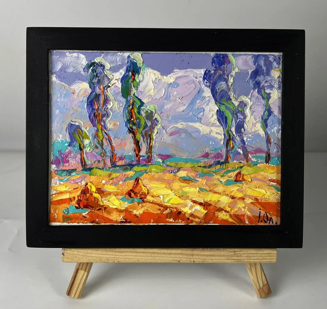 Oil painting Blue sky in the field Oleksiy Ivanyuk