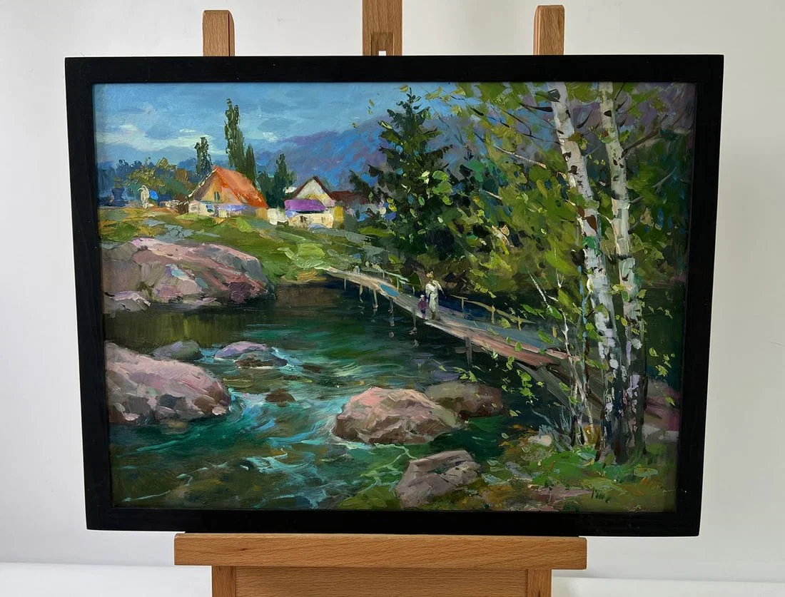 Oil painting Bridge over the river Yuriy Suprunchuk