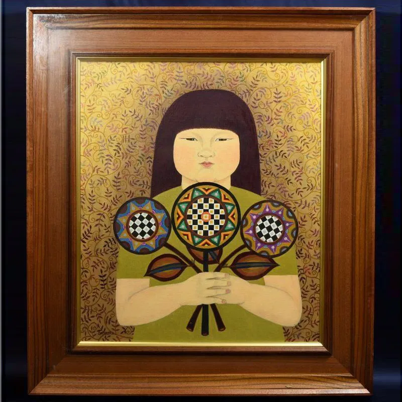 Oil Painting by Chizuru Kawakami, "Sister's Flower," Size 10