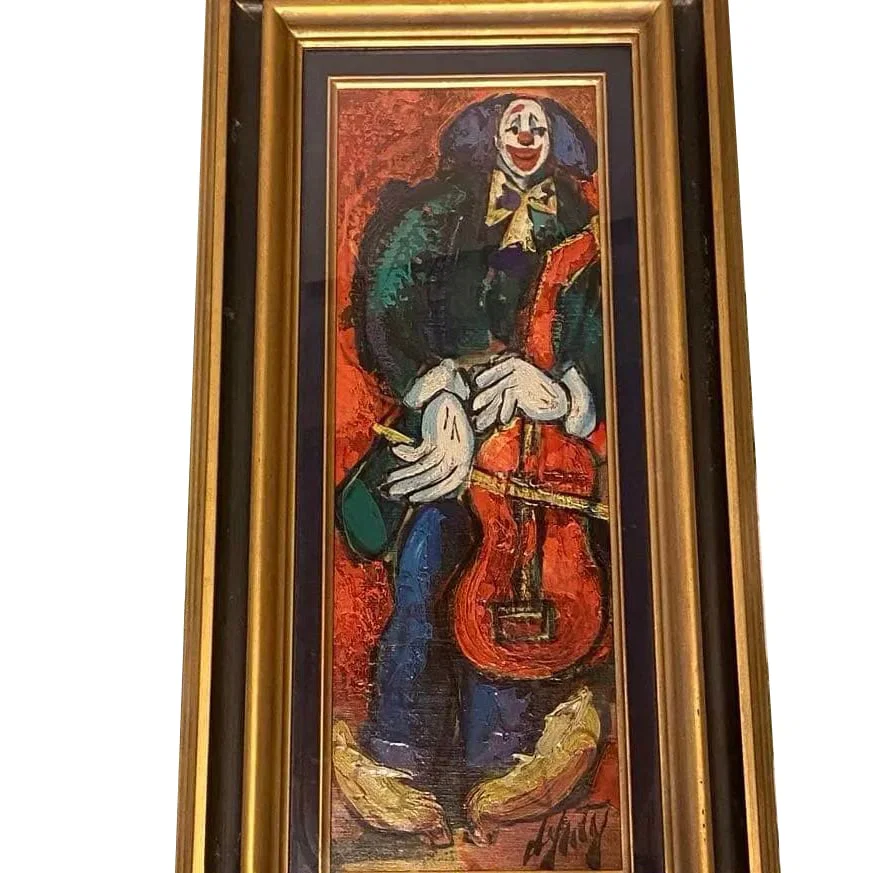 Oil painting by Henri Dantier, "The Clown"