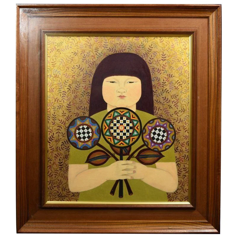 Oil painting by Kawakami Chizuru, titled "Sister's Flower," dimensions 10.