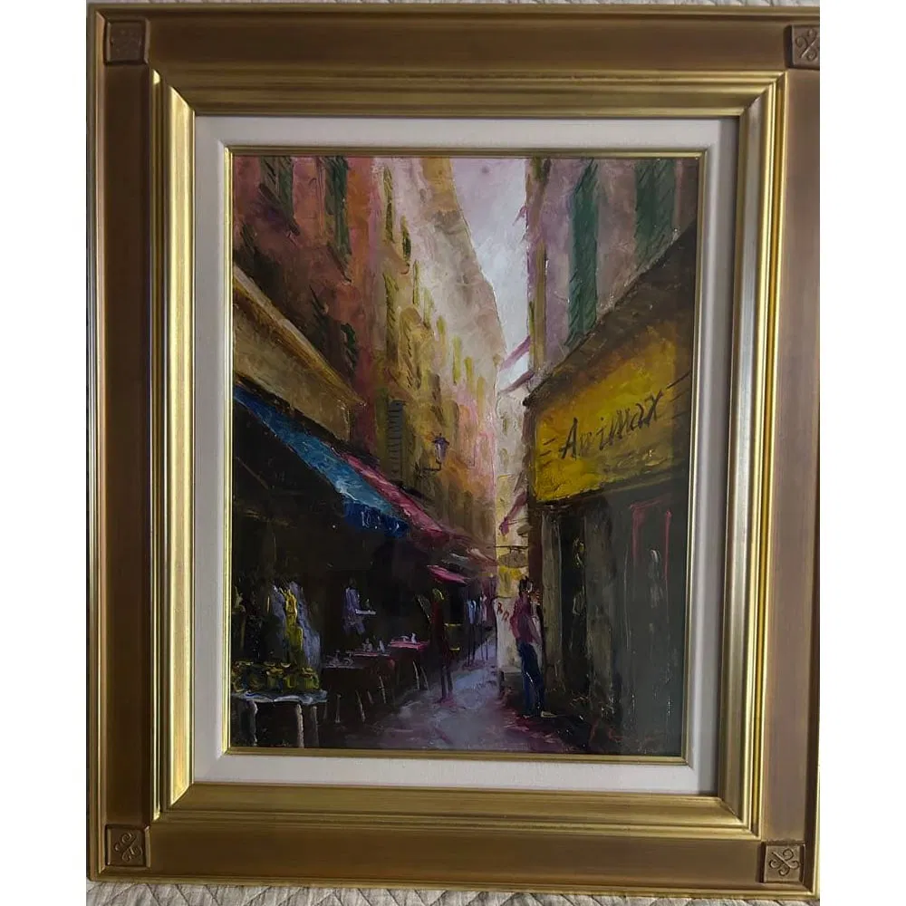 Oil Painting by Masanori Yamaguchi [Street Corner with Yellow Signboard] F6 Size