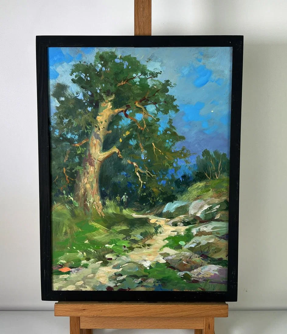 Oil painting Daytime road into the forest Yuriy Suprunchuk