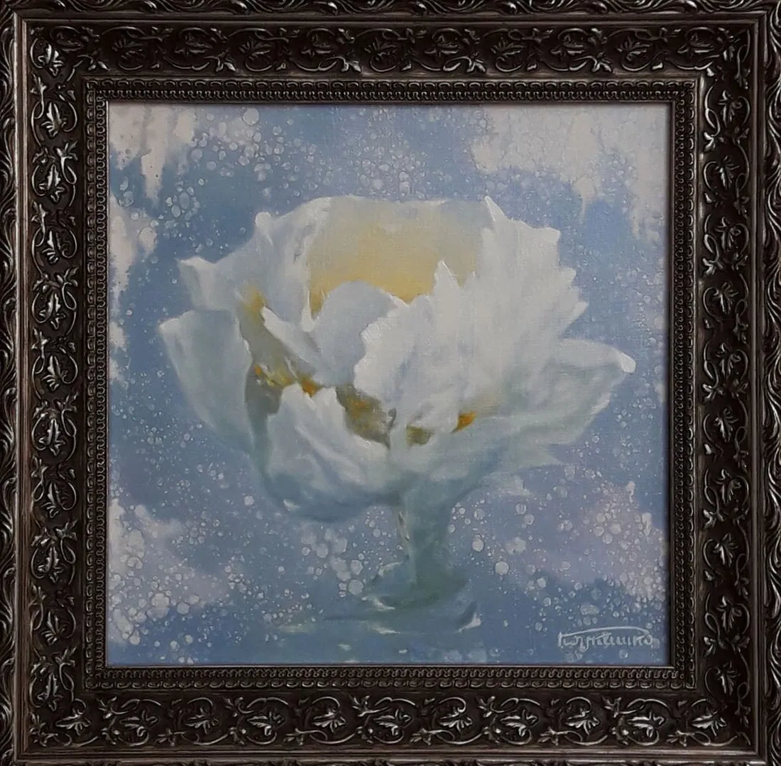 Oil painting Delicate white flower Vasily Korkishko