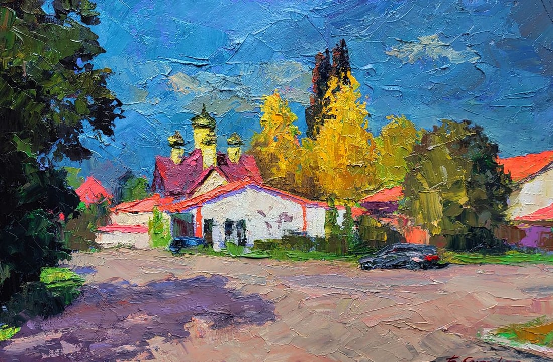 Oil painting Driving along a city street Boris Serdyuk
