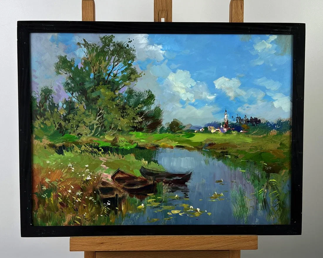 Oil painting Early morning by the river Yuriy Suprunchuk