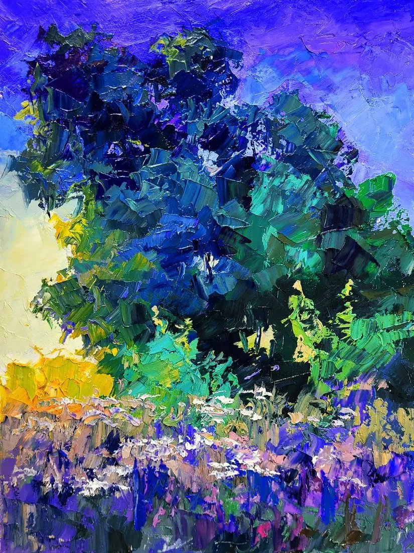 Oil painting Early morning in the meadows Boris Serdyuk