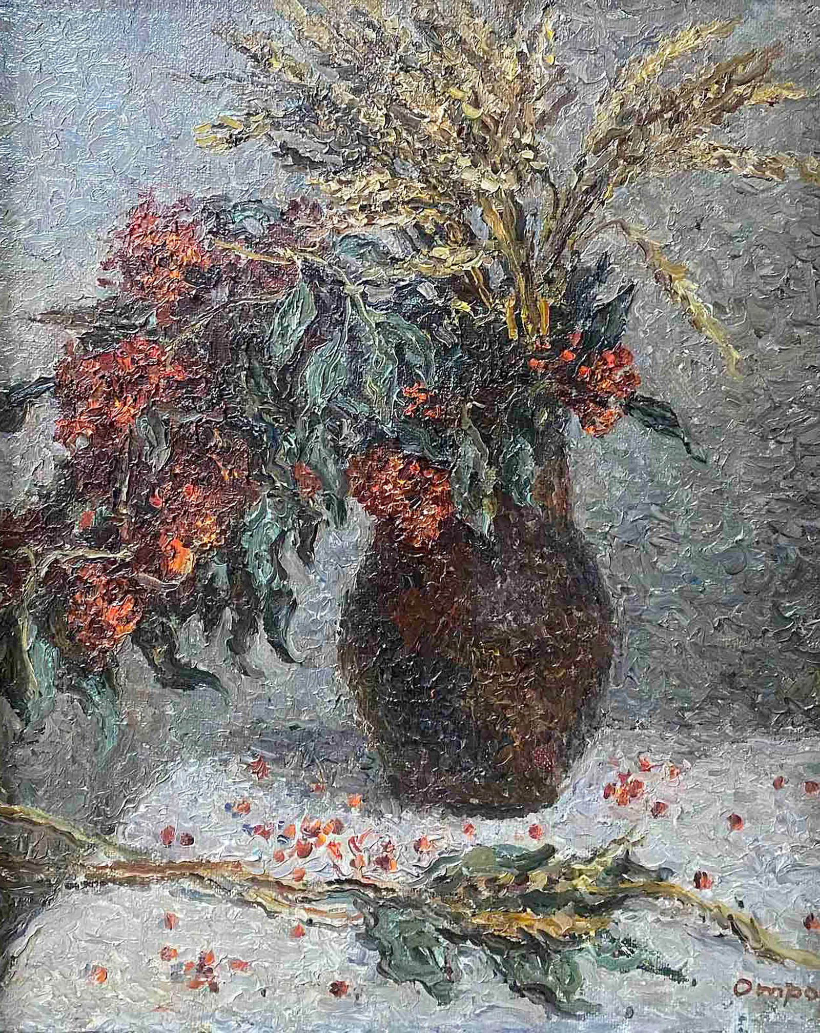 Oil painting Elderberry and wheat Olga Otroshchenko