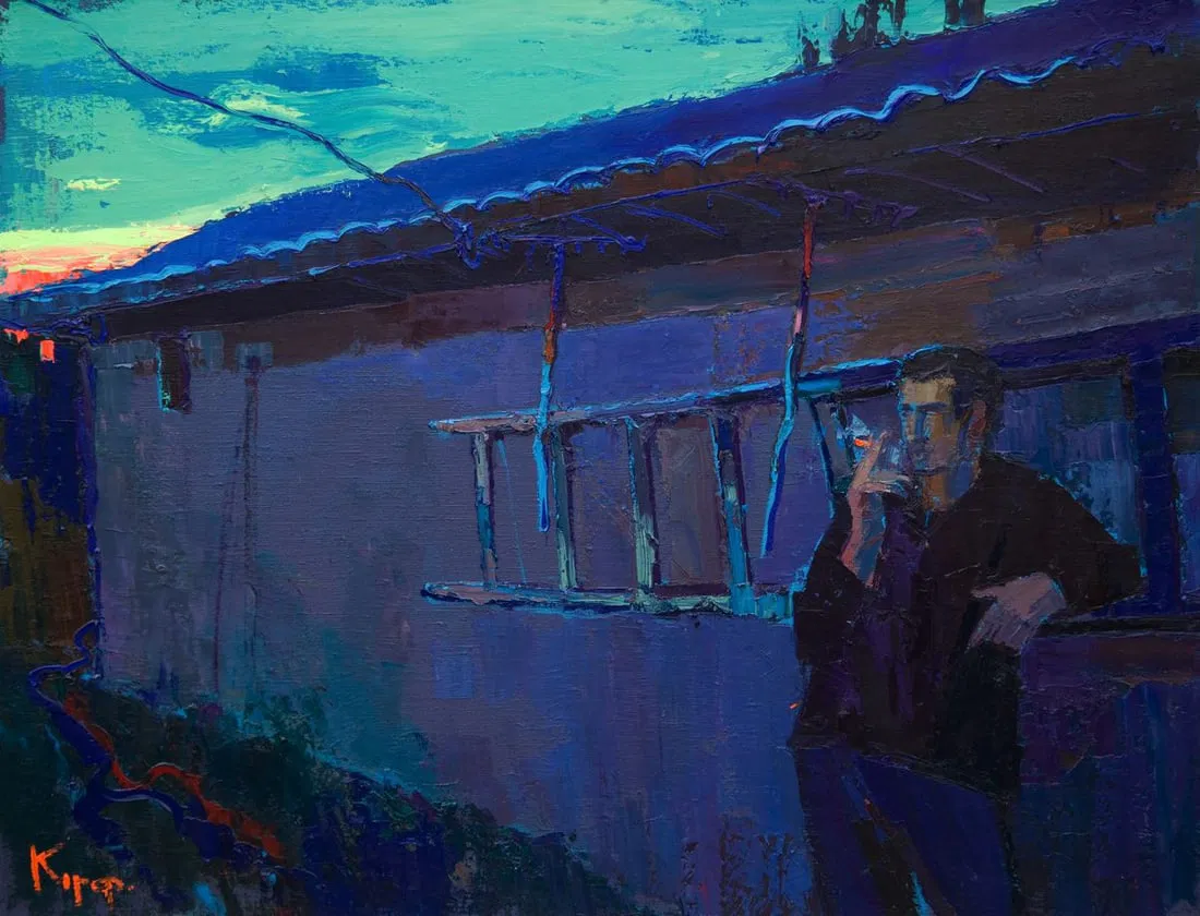 Oil painting Evening at home Natalia Korf-Ivaniuk