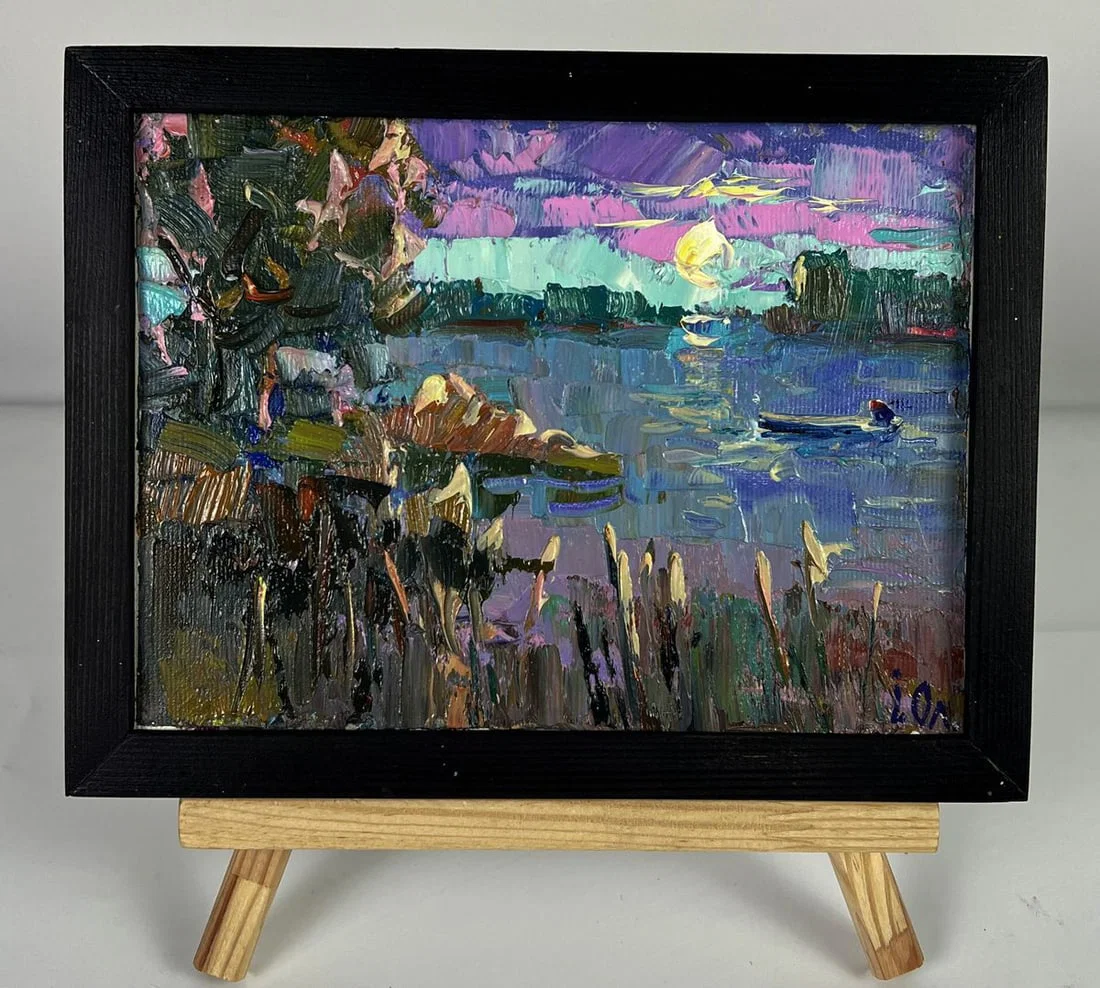 Oil painting Evening freshness by the river Oleksiy Ivanyuk