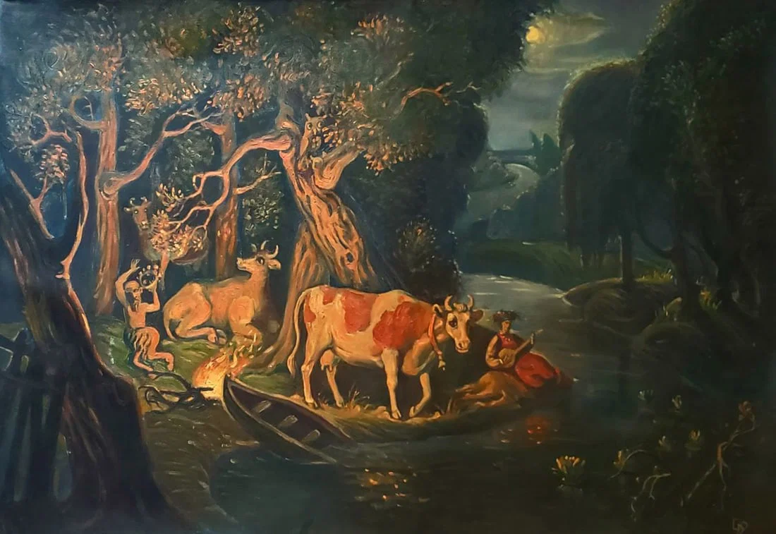 Oil painting Fairytale night in the forest Daniil Litvinov