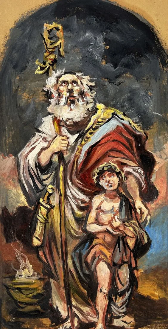 Oil painting Father and son Alexander Litvinov