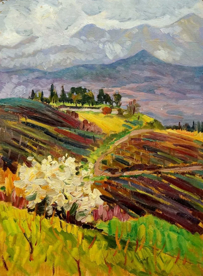 Oil painting Field landscape Kolomoitsev Petr Mikhailovich